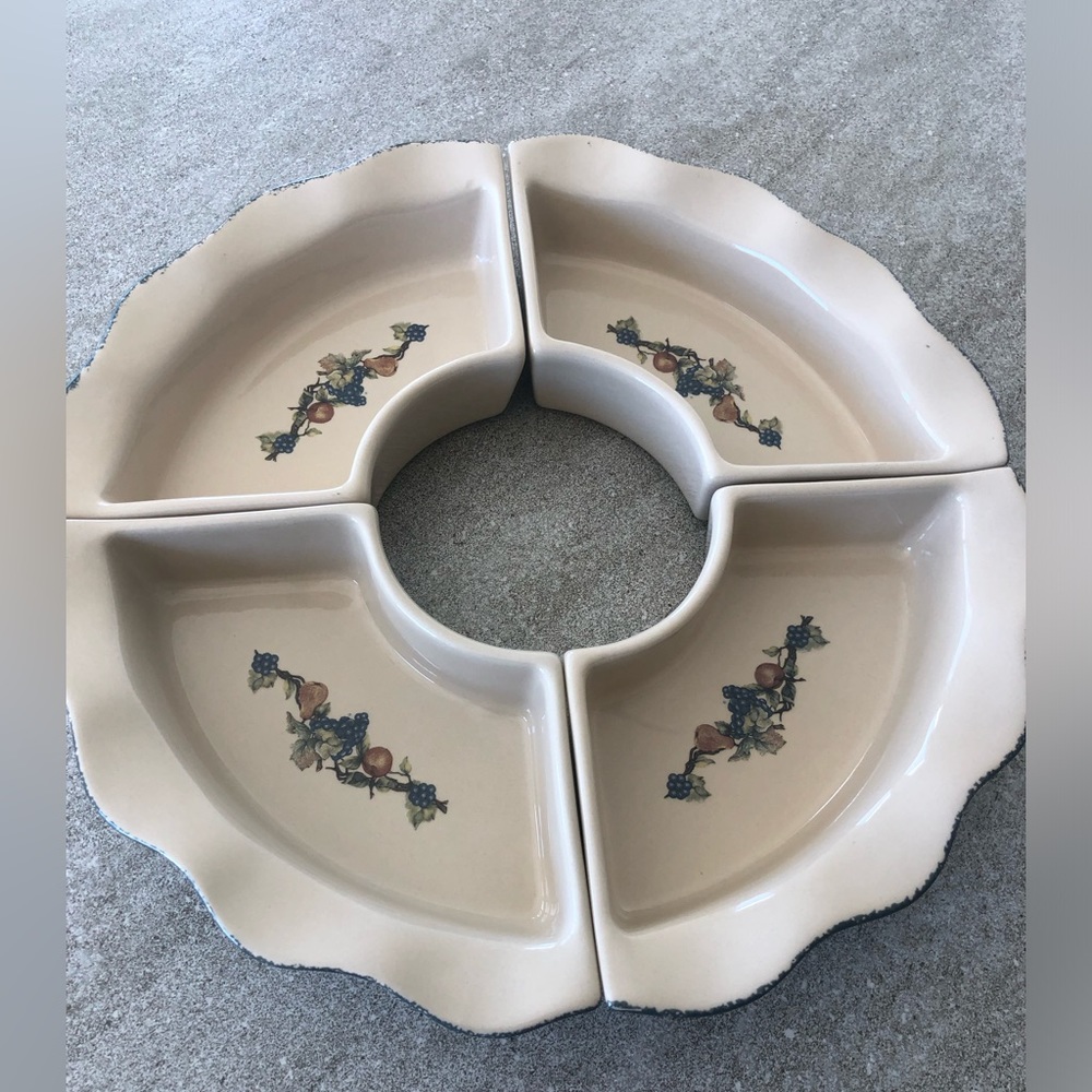 Home & Garden Party 4 pc Appetizer Vegetable Fruit Serving Dish Set Stoneware